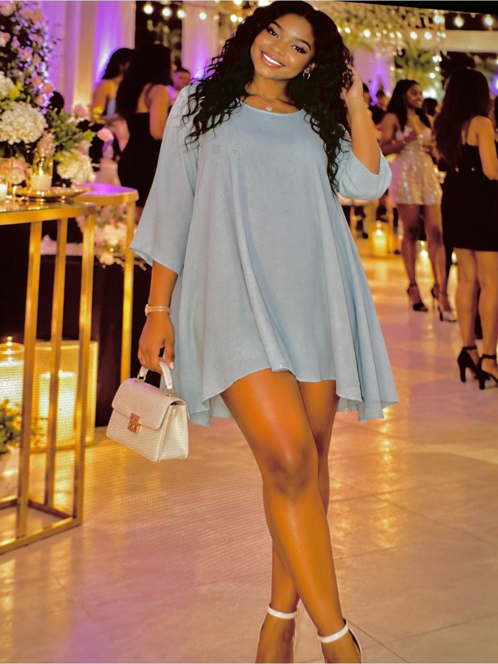 Alfani Light Blue Swing Mini Dress